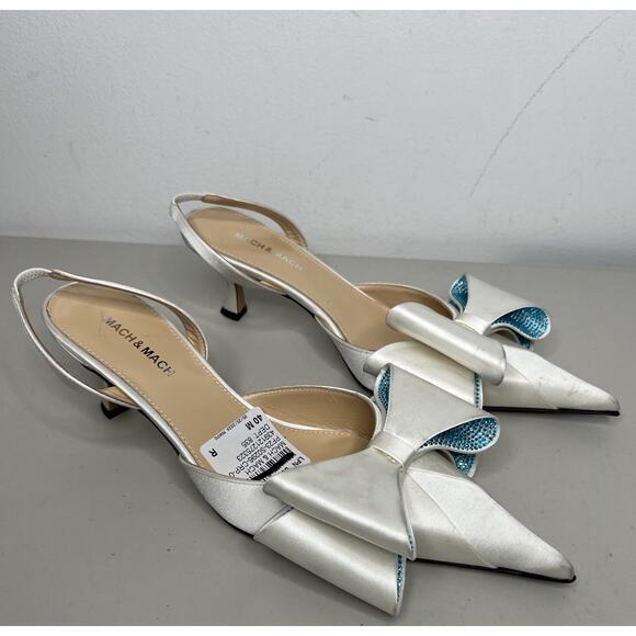 MACH & MACH Shoes - Mach & Mach White Le Cadeau Slingback Pumps Heels Women’s Size 39.5/40
